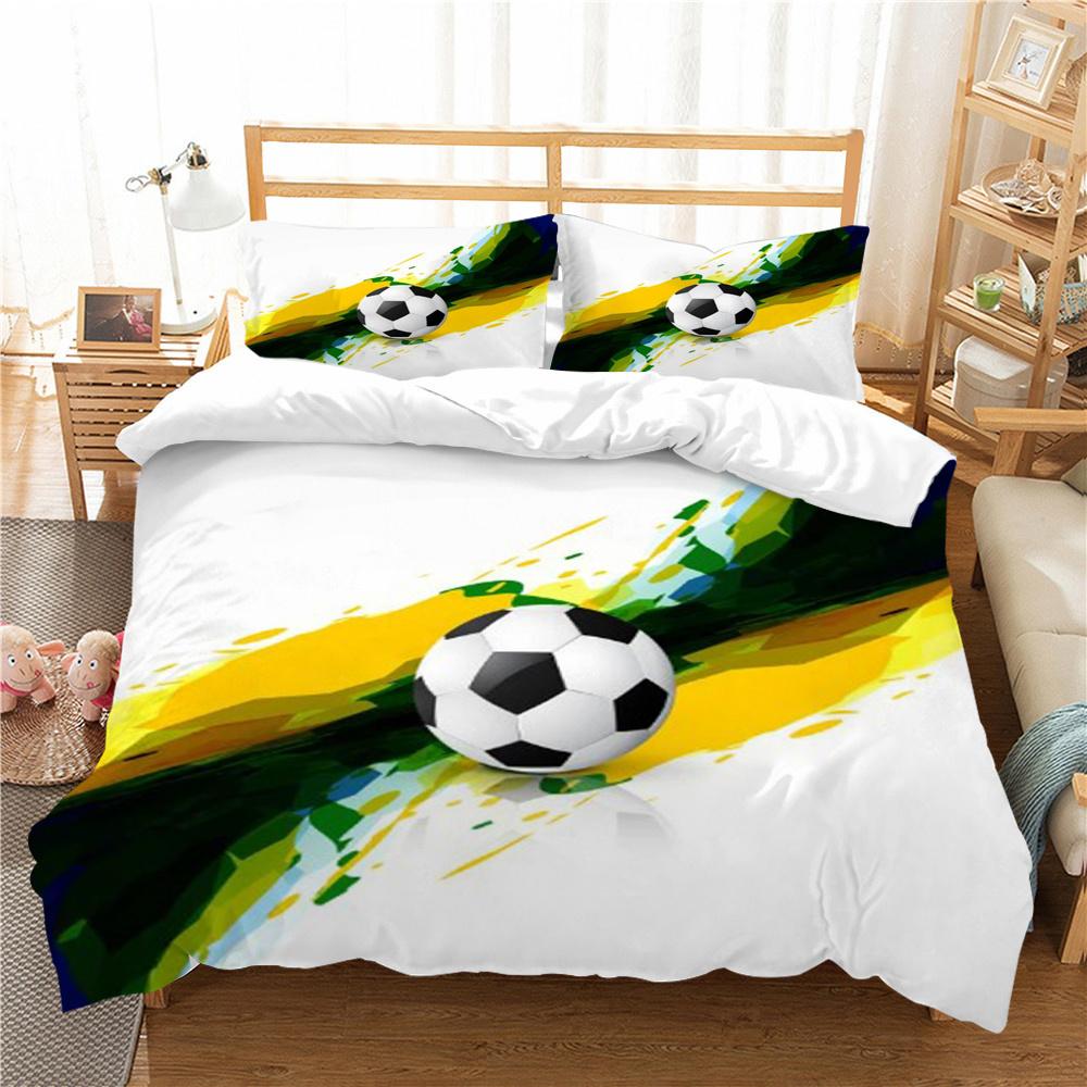 Set Copripiumino con Motivo Creativo Stampato 3D Calcio Set Biancheria da Letto per la Casa Ragazzo Uomo Misura Singola Matrimoniale Set Copripiumino Traspirante
