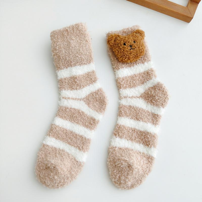 Cartoon Cute Socks Women Autumn Winter Thick Warm Floor Sleeping Socks Coral Velvet Thermal Lolita Kawaii Socks Christmas Gifts
