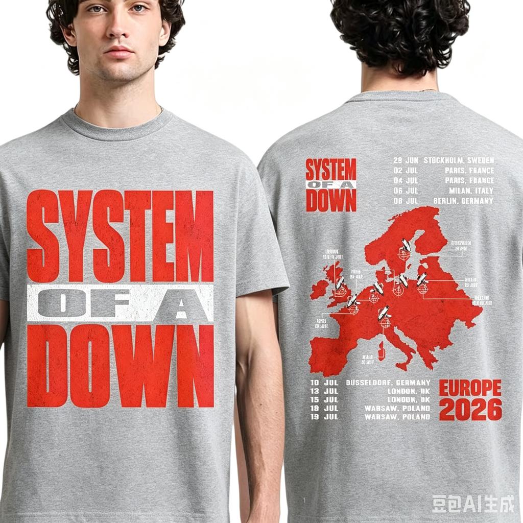 2026 Summer System Of A Down Eu And Uk Tour 2026 Tshirt Y2k Popula Suitable For Both Men And Women