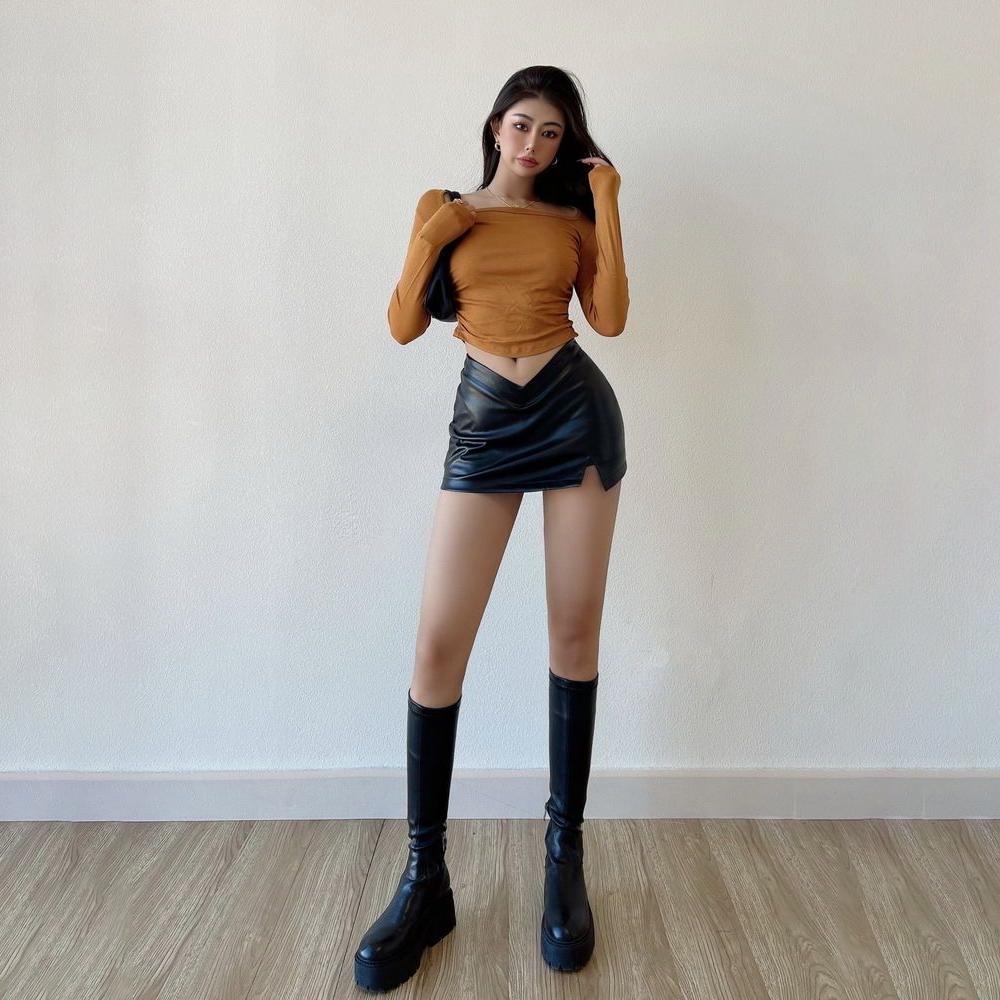 PU Leather Skirt Women Autumn and Winter Bottoming High Waist Slit Mini Skirt Female Shorts Sexy Hot Girl Harajuku Streetwear