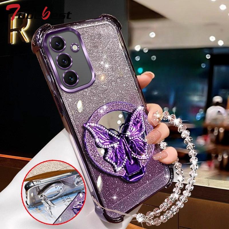 Carcasă Brățară Cristal Oglindă Fluture pentru Samsung Galaxy A13 A23 A33 A53 A73 A12 A22 A32 A52 A52S 4G 5G
