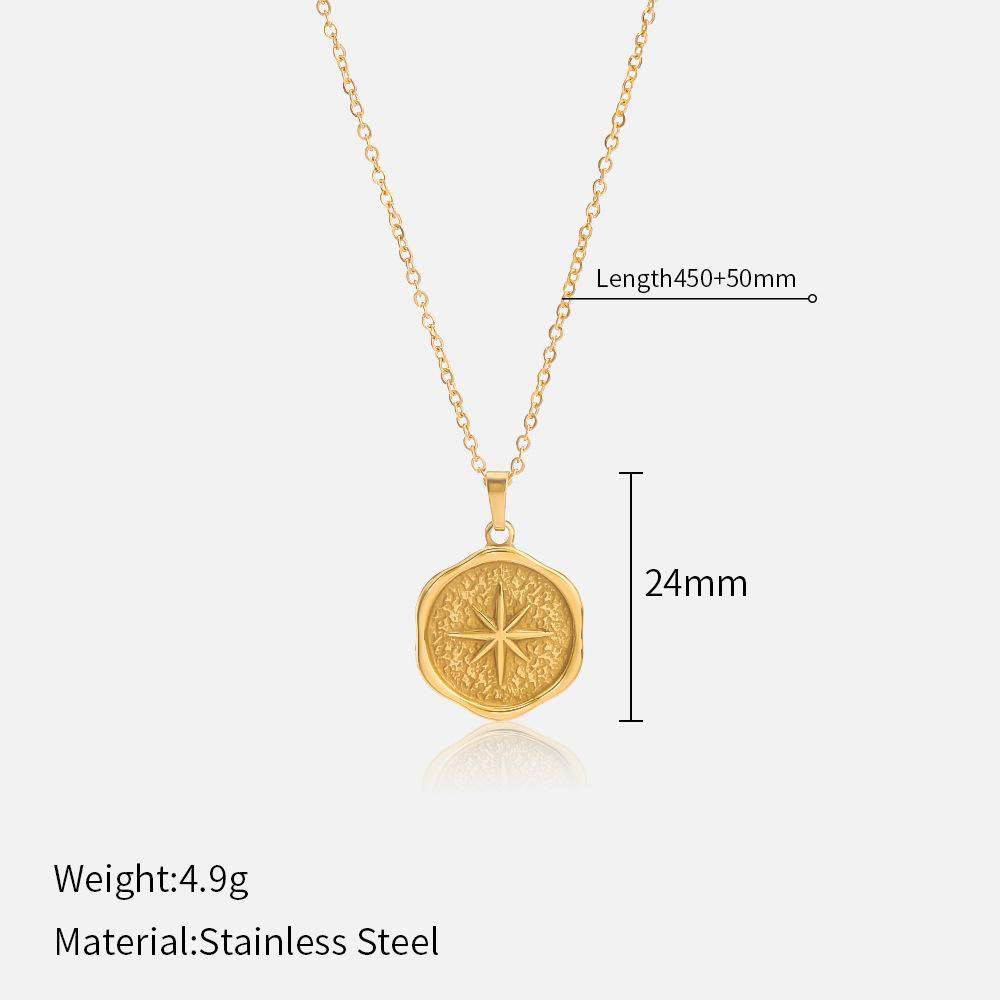 Vintage Französischer Gedrehter Stern Mond Anhänger Halskette Für Frauen Mode Titanstahl Kette