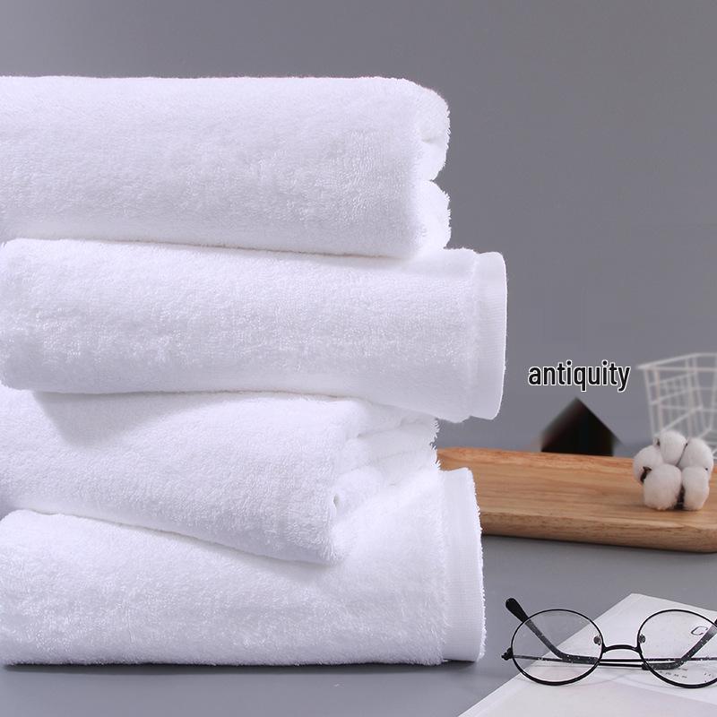 Extra Large 600g Pure Cotton White Bath Towel for Hotels, Guesthouses, and Salons; Customizable with Embroidered Logo