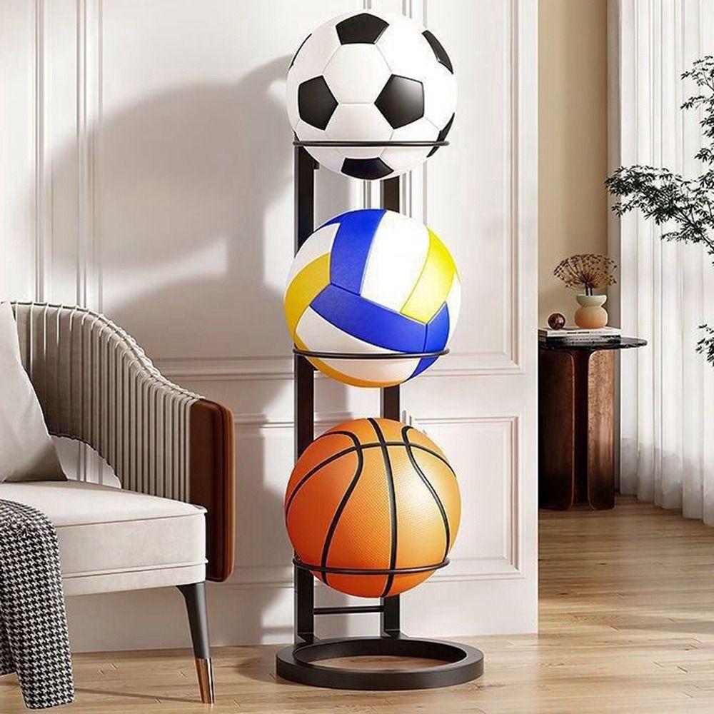 Schwarzer Ballaufbewahrungskorb Kohlenstoffstahl Fußball-Ausstellungsständer Praktischer Ablageständer für Bälle Innenbereich