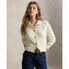 Women Cable Knit Cotton Polo Collar Cardigan Wmposwendw206301