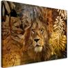 Quadro em tela Leão e folha de ouro
