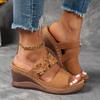 Mode Damen Plateau Sandalen Mode Blumen Sandalen Frau Outdoor Leichte Lässige Keilsandalen Slip-on Sommerschuhe für Frauen