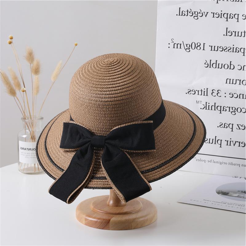 Panama Hats Women's Beach Straw Hat With Large Brim, Sun Shading, And Fashionable Outdoor Bow Summer Cap H65