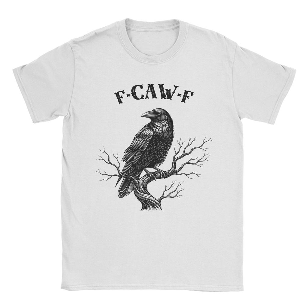 Men's T-Shirts Black Crow F Caw F Leisure 100% Cotton Tees Short Sleeve F-Caw-F Bird T Shirts Round Neck Clothes Gift