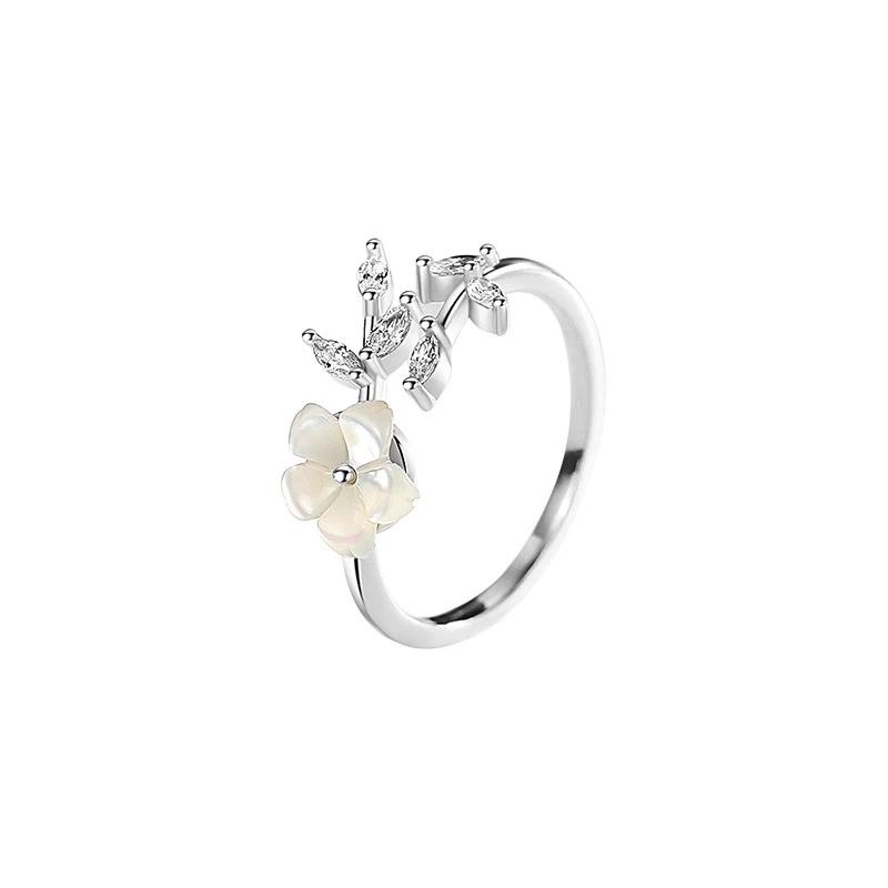foxanry Silver Color Rings for Women Trendy Elegant Charming Sweet Simple Shell Flowers Leaves Party Jewelry Lover Gifts