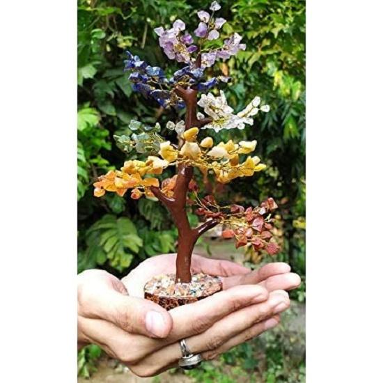 Chakra Tree Of Life For Positive Energy - Feng Shui Decor, Fake Bonsai, Crystals And Healing Stones, Money Tree, Room Decor