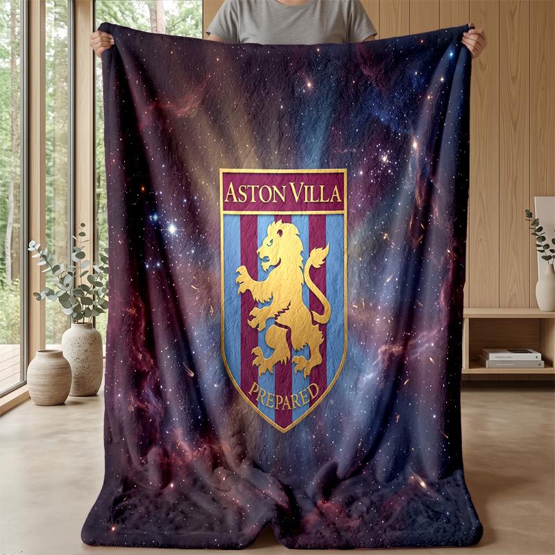 Aston Villa Football Print Flannel Blanket, Soft Warm Lightweight Throw Blanket for Sofa Bed Camping