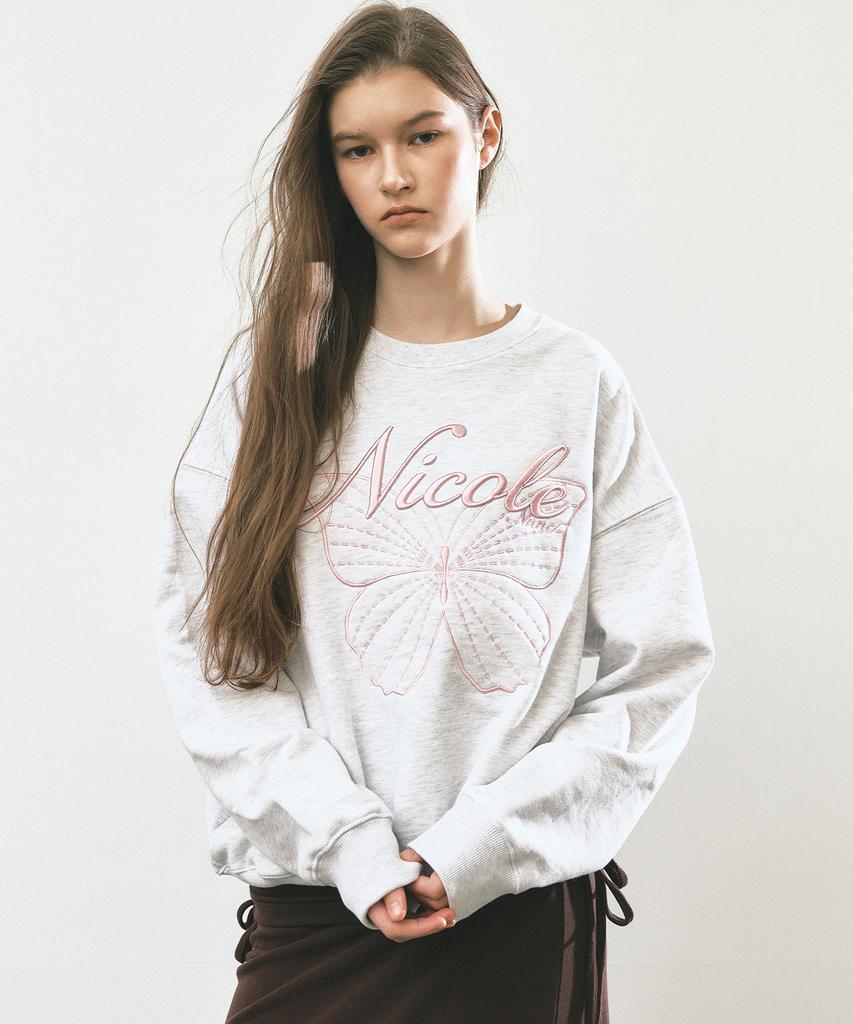 NICK&NICOLE Nicole Butterfly Sweatshirt_Melange Light Pink