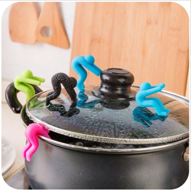 1 Pcs Anti Overflow Device Preventing Lid Up With Pot Soup Kitchen Gadget Coaster Silicone Holder ARI