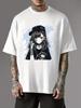 Punk Anime Mädchen Bedrucktes T-Shirt - Herren Rundhals Kurzarm Lässig Streetstyle Strickoberteil