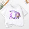 KPop Łowcy Demonów Dziecięcy T-shirt z Krótkim Rękawem Kreskówkowy Rumi Mira Zoey Nadruk A-Z Bawełniane Topy Kawaii Letnie Casualowe Koszulki Prezenty dla Dzieci