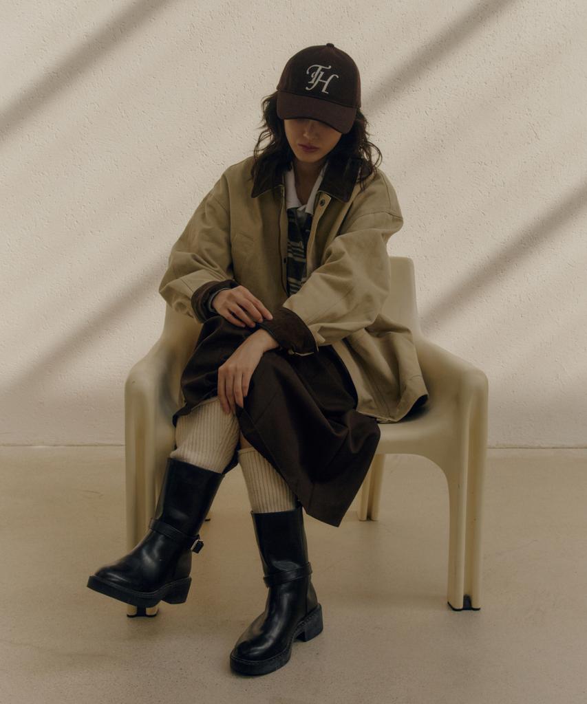 Teulaepighamoni Wool Blend Th Applique Logo Deep-Fit Ballcap_Brown