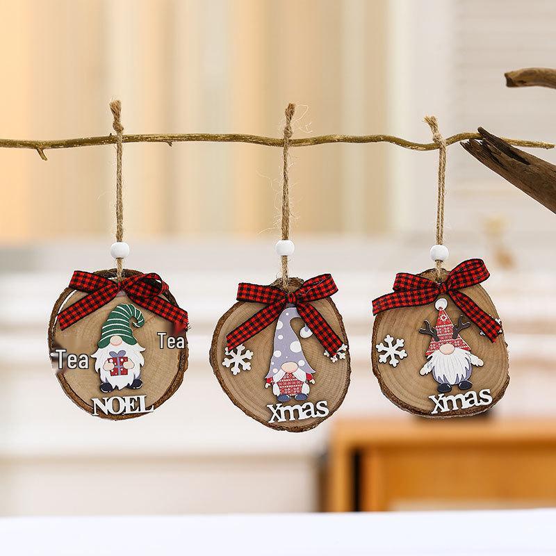 Wooden Christmas Bow Ornament: Raw Wood Pendant for Tree Decoration