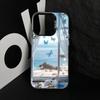 Blue Butterfly Ocean Waves Phone Case For iPhone 17 16 15 14 13 12 11 XS XR X Pro Max Plus Colored Silver Plated Cover