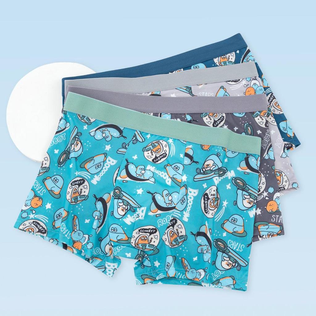 4-pack Herr Plus Size Isilke Boxershorts - Lös, Ungdomlig Passform