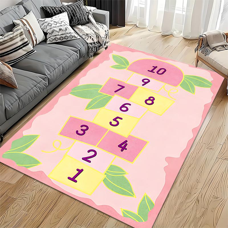 Cute Lion Hopscotch Rug for Kids Suitable for Use As an Anti-slip Game Mat for Living Room and Bedroom Sofas