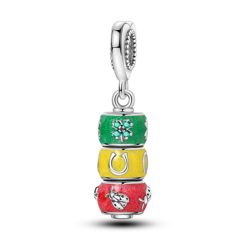 Christmas Charm Bead Charms Bead copper CZ Zircon Pendants Safety Chain Compatible With Bangle Authentic Bracelets Do It Yourself Jewellery Gift