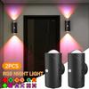 RGB Gradient LED Night Light with Motion Sensor Wall Lamp Rechargeable Ambient Dimmable Indoor Lights Magnetic Step Lighting