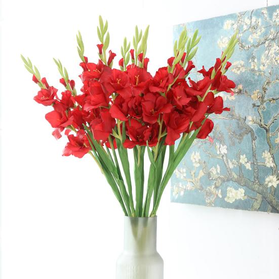 Yousheng Artificial Gladiolus Flower Realistic Fake Silk Flower Home Office Wedding Party Indoor Outdoor Faux Flower Bloom Decoration