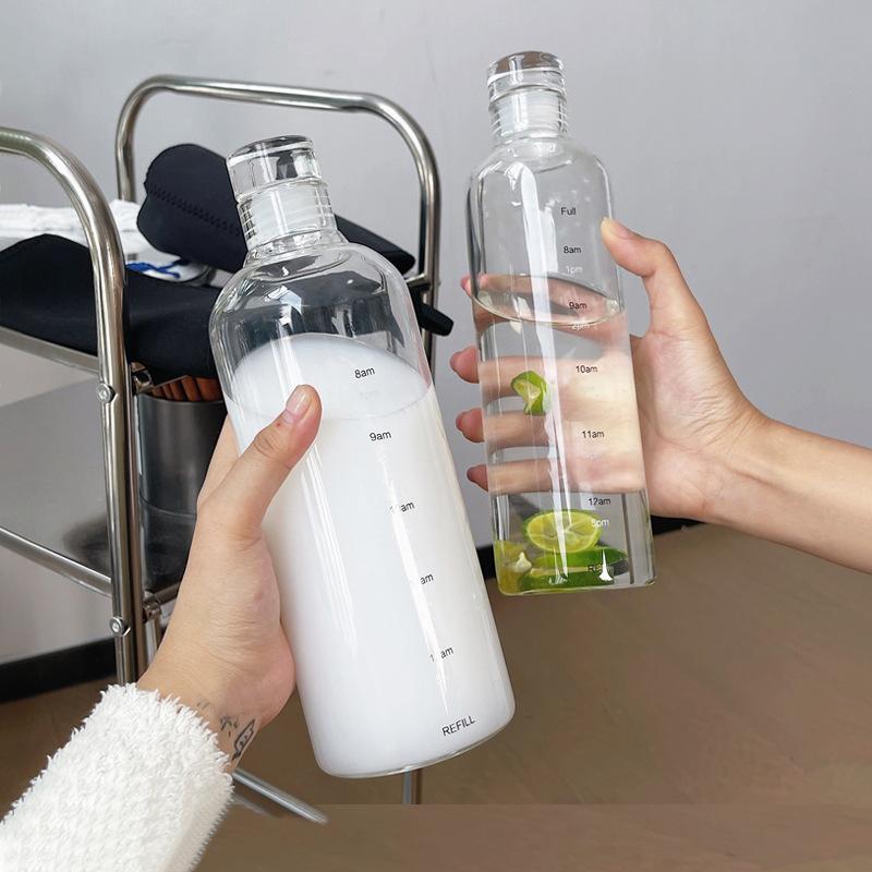 750Ml Water Bottle, Leak-Proof, Graduated, Can Be Used As A Juice Bottle, Transparent Tea/Coffee Cup, Suitable For Students