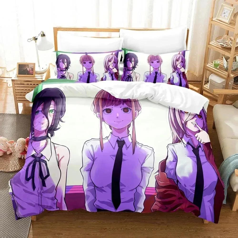 3D Print Anime Chainsaw Man Makima Beding Set Double Twin King Soft Duvet Cover Warm Comforter Pilowcase Young Boys Young Girls Adult Peoples Bedrom