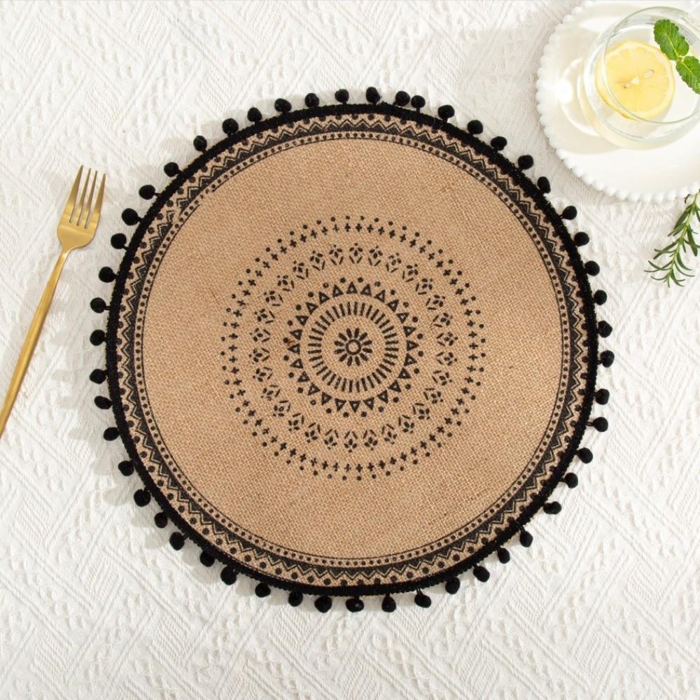 Heat Resistant Round Placemat 36/38cm Woven Vase Mats Vintage Cup Coaster Mat Dining Table