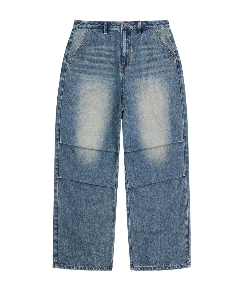 Pichibeullaeg Pocket Emblem Parasuit Wide Denim (Washed Blue)