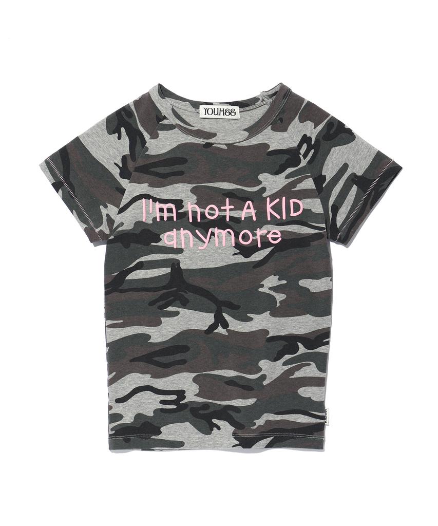 YOUHEE Camo Lettering T-Shirts Gray