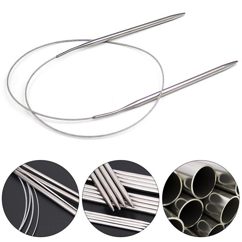 43/60/120cm Length Stainless Steel Circular Knitting Needle Ring Needle Weaving Needlework Kits DIY Crochet Hooks Knitted Tool