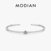 Modian Bracciale aperto rotondo in argento sterling 925 con dieci cuori CZ per gioielli da donna, braccialetti regolabili con fascino