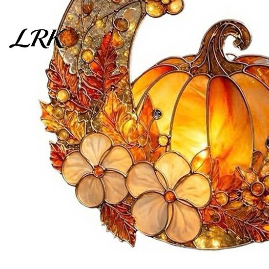 Acrylic Fairy Tale Suncatcher for Indoor Outdoor Stained Glass Pumpkin Moon Suncatcher, Crescent Window Hanging Decor with Chic Autumn Atmosphere