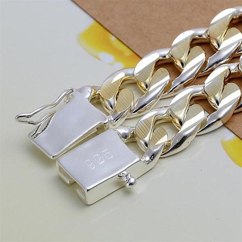 925 Silver Gold Exquisite 10mm Chain Men Women Chain Noble Wedding Bracelet Fashion Charm Wedding Birthday Gift Some Style