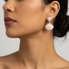Creative Ocean Blue Shell Pearl Stud Earrings For Women Vintage Dripping Oil Imitation Pearl Shell Texture Earring Party Jewelry