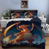 10 Sizes Pokémon Charizard Print Bedding Set 3 Pieces Setting Bed King Size Pillowcase Adult Bed Cover Bedroom Bed Set for Gifts