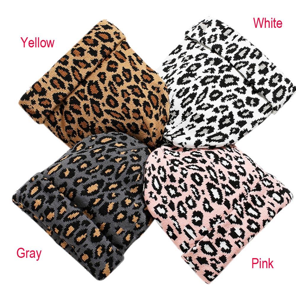 Adult Women Men Winter Leopard Crochet Hat Knit Hat Warm Cap