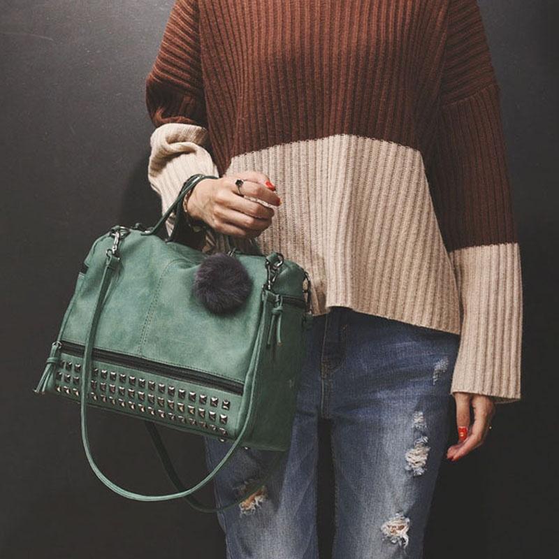 Fashionable And Functional Solid Rivet Shoulder Messenger Crossbody Bags For Women