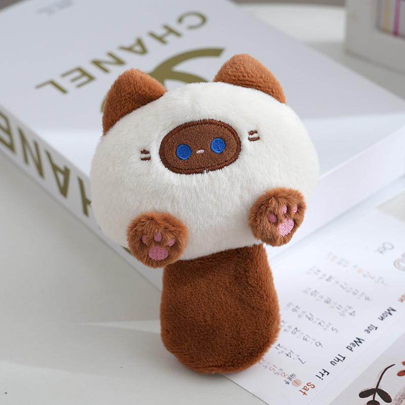 Cute Cat Plush Keychain Tail Squeaks Meow Pendant Bag Charm Cartoon