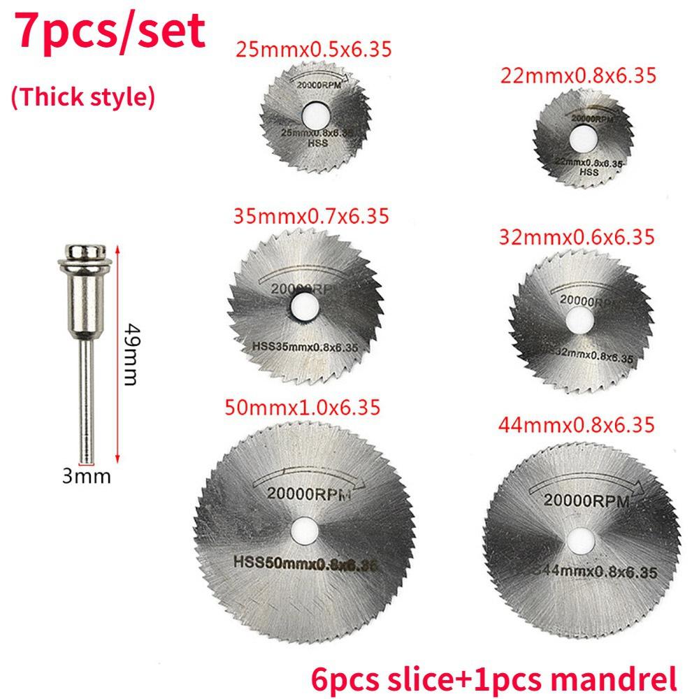 7pcs/Set Stainless Metal Cutting Disc 1 Mandrel Rotary Tools Cutting Disc