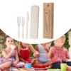 Travel Utensils Set Reusable Flatware Tableware for Hotel Outdoor Restaurant Beige