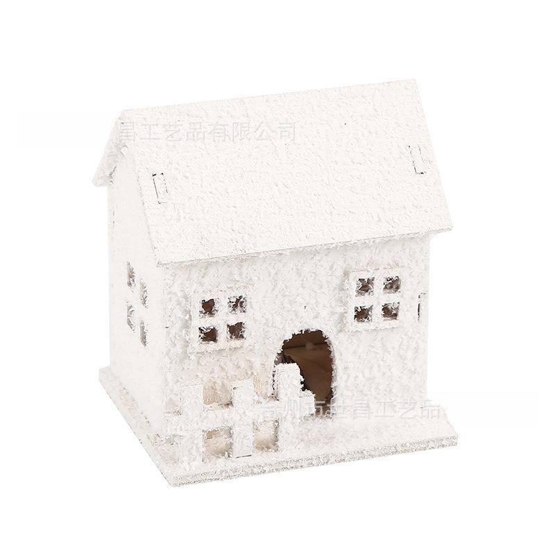 Ornements de Lumière de Cabane Flocon de Neige en Bois de Noël pour Décoration de Fenêtre/Table