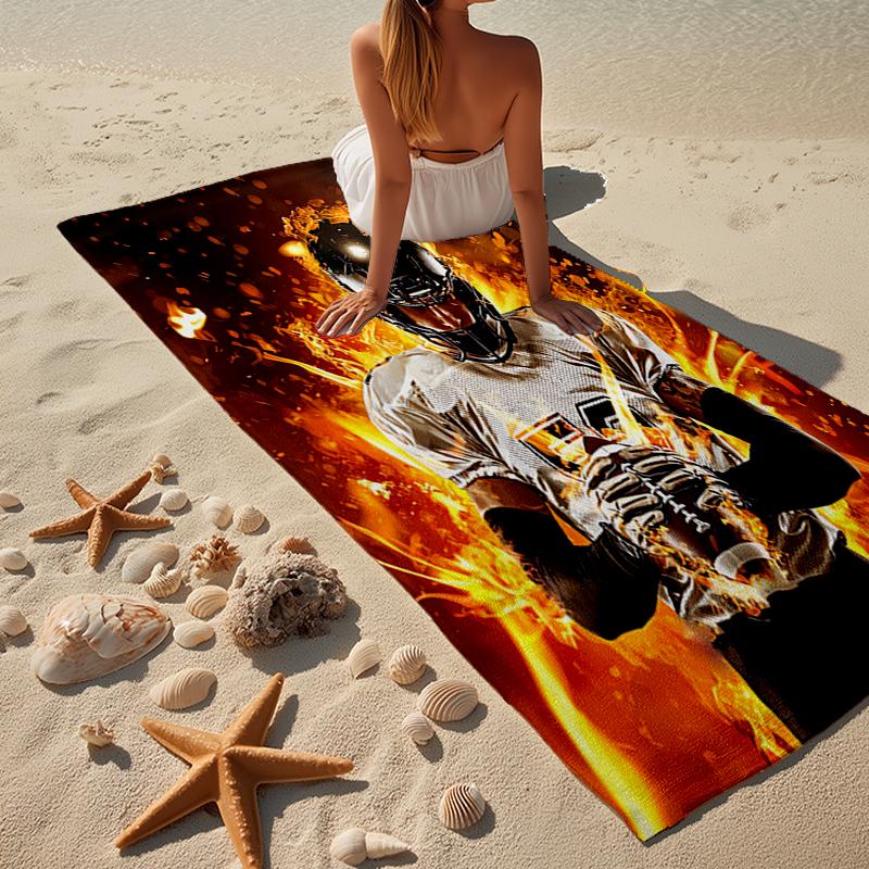 Sports Ball Football Pattern Beach Towel, Super Soft Microfiber, Gift for Her/Him, Birthday, for Pool, Beach, Travel, Home Decor Fan Gifts