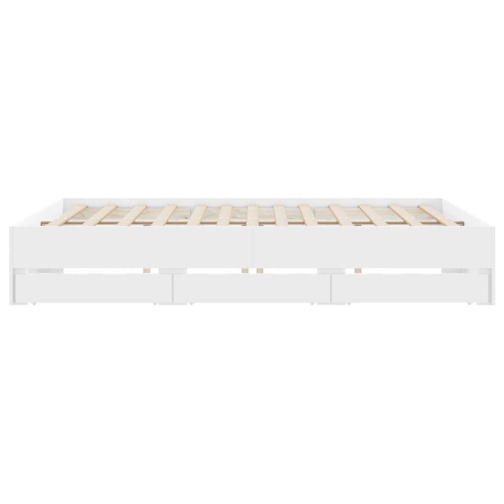 Vidaxl Bed Frame with Drawers, White, 160X200 Cm