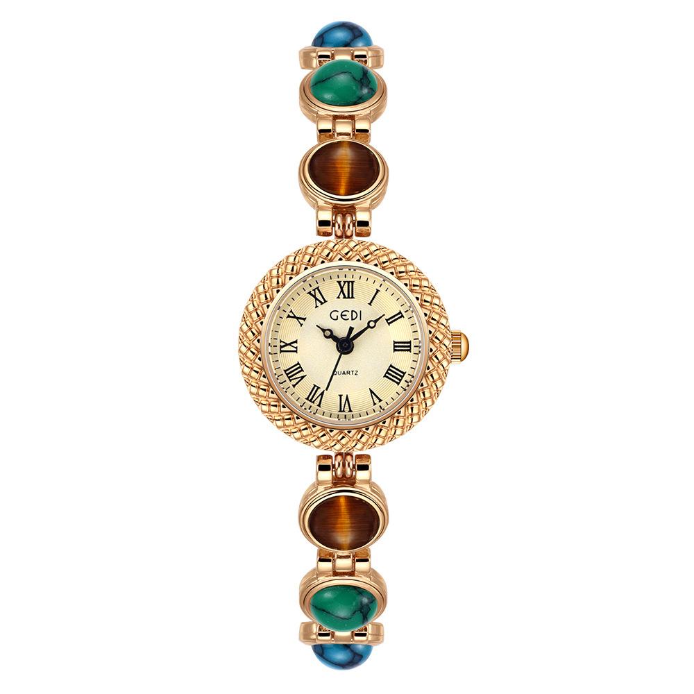 Women Bracelet Watch Vintage Stone Colorful Chain Watches Waterproof Quartz Wristwatch