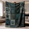 1pc 2026 Latest Flannel Blanket | Cozy with Vintage Paw Prints, Soft, Warm, and Stylish for Sofa, Bed, Car, Office, Camping, or Travel, Perfect Gift F