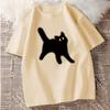 Cotton New Brick and Mortar Store Super Fire Short-sleeved T-shirt Cute Cat Print T-shirt Summer Dopamine Short-sleeved Top